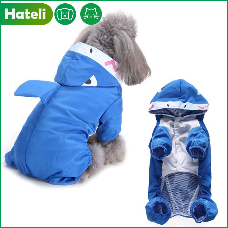 Áo Mưa Mùa Hè Cho Chó, Áo Khoác Cho Chó, Áo Liền Quần Dễ Thương, Không Thấm Nước, Màu Xanh Dương