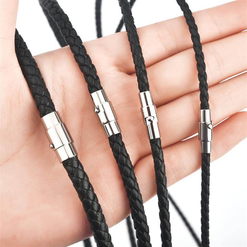 45/50/60cm Black Brown Braid Wax Cord DIY Pendant Necklace Jewelry Making Classic Men's Leather Necklace Choker Jewelry Gifts