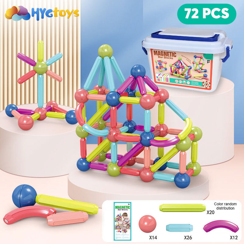 HYG 42/54/72PCS Puzzle Games 3D Building Blocks Suction Stick DIY Assembling Games Adsorption Magic Stick Set Children's Educational Toys Gifts for Boys and Girls Children's Toys ราคา 500 บาท*ส่งฟรี