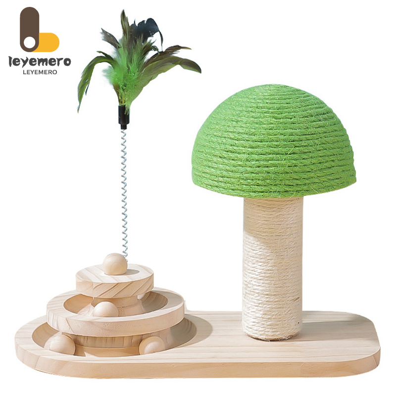 Đồ chơi bàn xoay hình nấm cho mèo bóng sisal đồ chơi tương tác gậy cào móng cho mèo vui nhộn