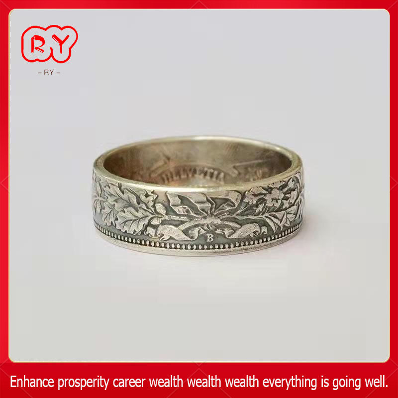 Ry-nhẫn thụy sĩ 2 franc hoàn toàn thủ công nhẫn họa tiết edelweiss tinh tế nhẫn thời trang đôi nhẫn may mắn may mắn sửa chữa điều kiện xấu nhẫn may mắn sức khỏe tốt