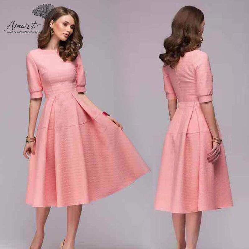 peach color one piece dress