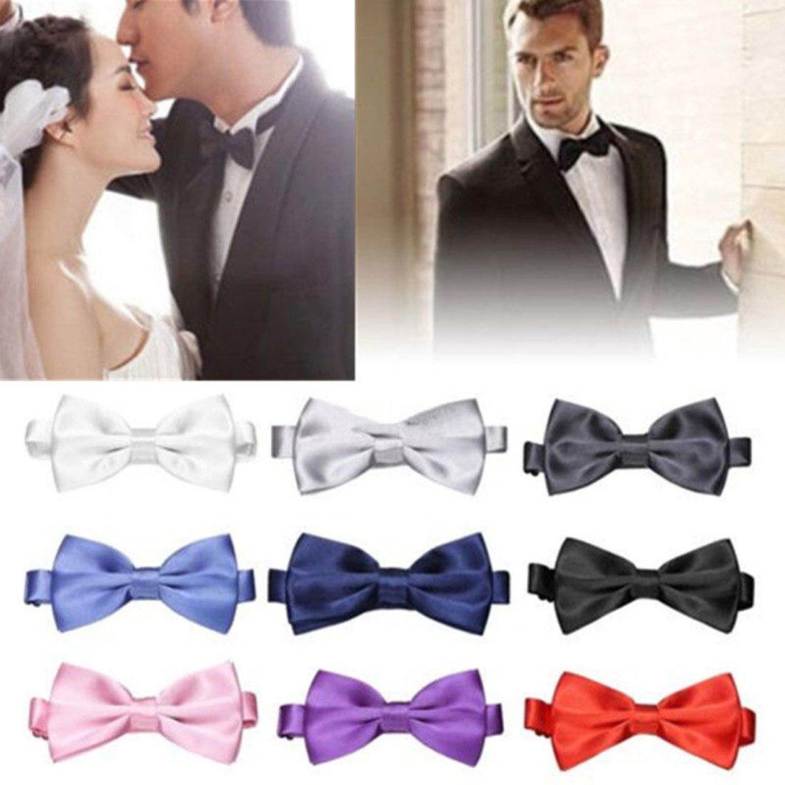 1 chiếc cà vạt nơ trang trọng có thể điều chỉnh trước cho nam cà vạt nơ dự tiệc đám cưới màu trơn bằng polyester