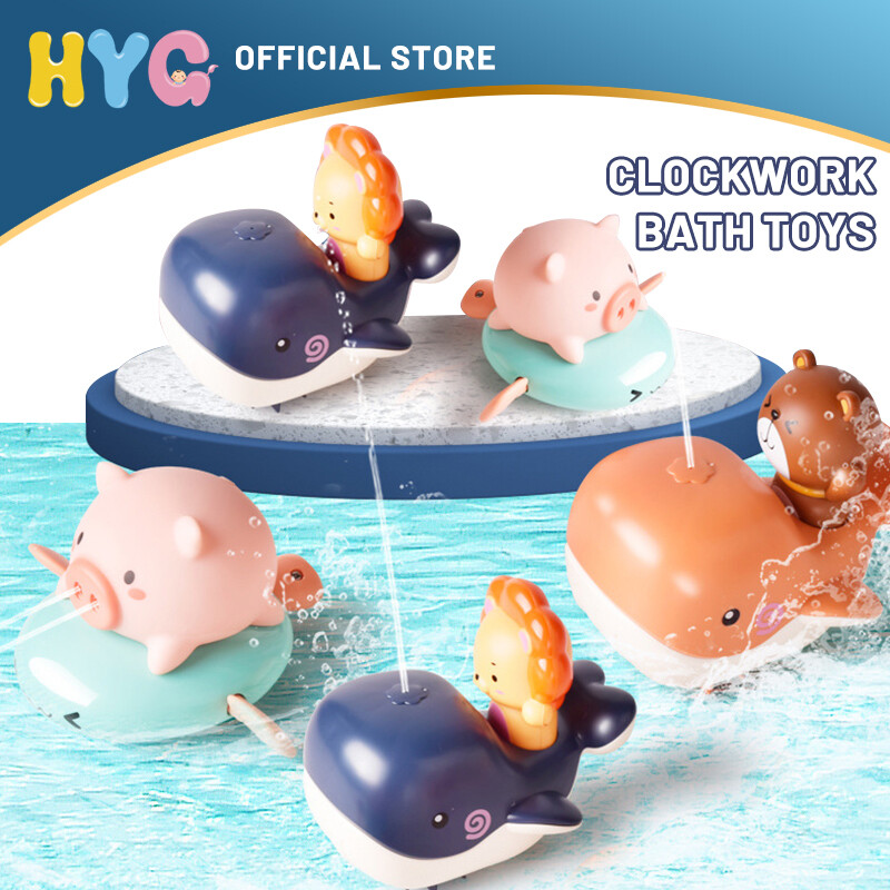 HYG Wind-Up Toys Spring Wind-Up Toys Children's Bathroom Swimming Pool Play Bathroom Interactive Water Spray Beach Toys Cartoon Submarine Baby Shower ราคา 128 บาท*ส่งฟรี