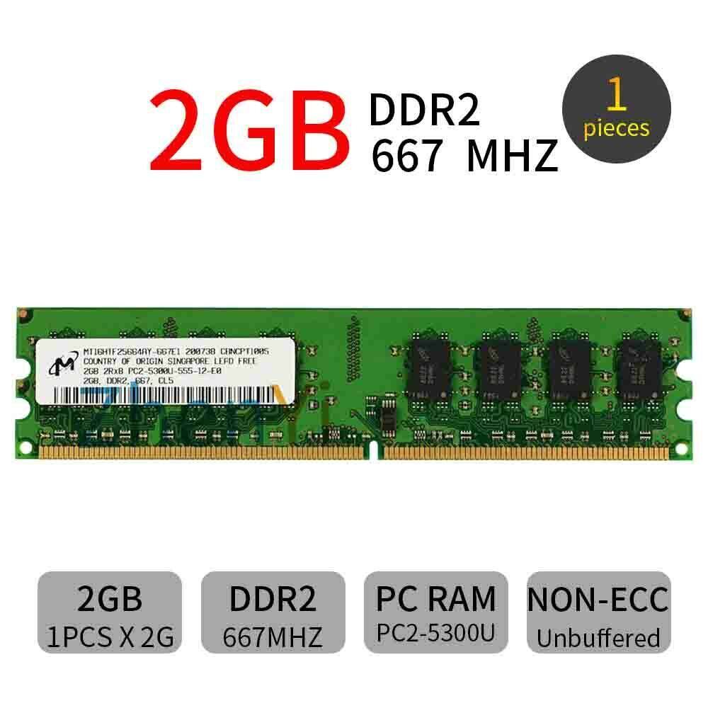 Cho micron 2gb pc2-5300u ddr2-667mhz 240pin cl5 dimm ram intel bộ nhớ máy tính để bàn
