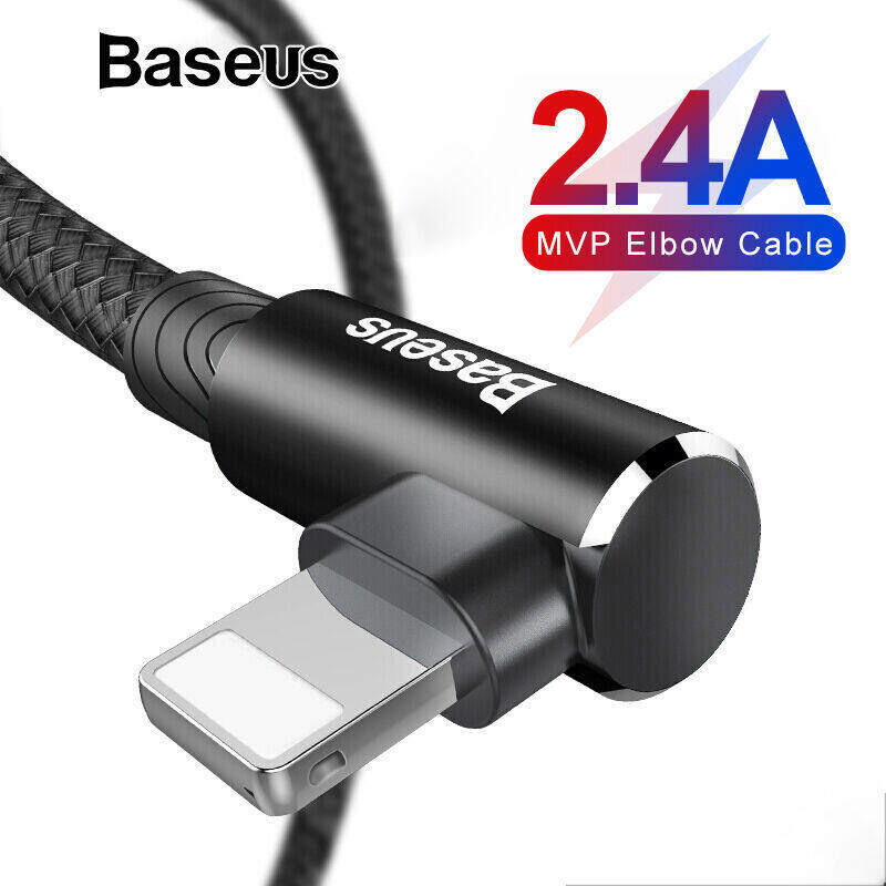 Baseus Cáp USB 90 Độ Cho iPhone 14 13 12 Pro Max X XR Xs Max 7 8 Plus Cáp Sạc Nhanh Cho iPad Cáp Sạc USB Cáp Dữ Liệu Điện Thoại Di Động Loại L