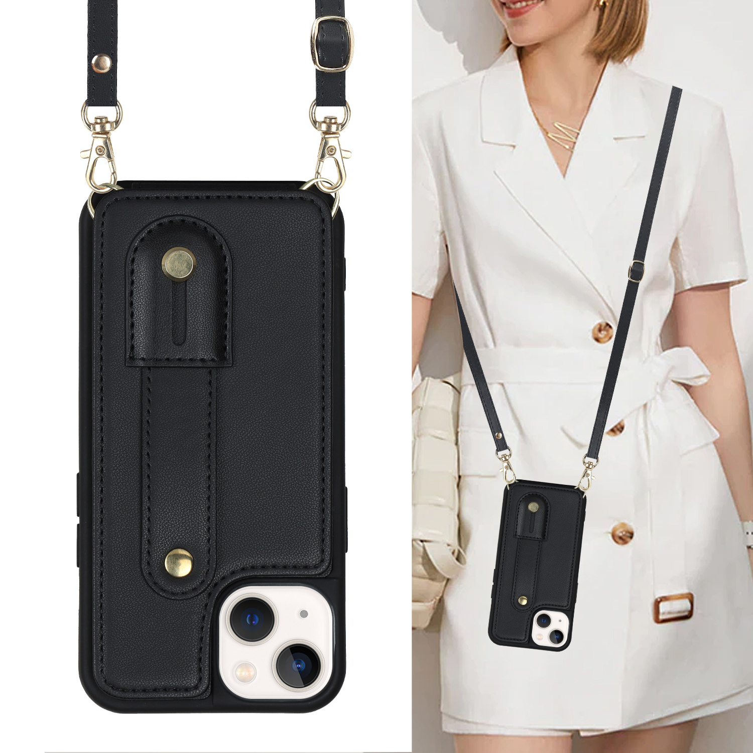 Phone Case Wallet With Leather Card Holder And Wrist Strap For Iphone_voghion.com