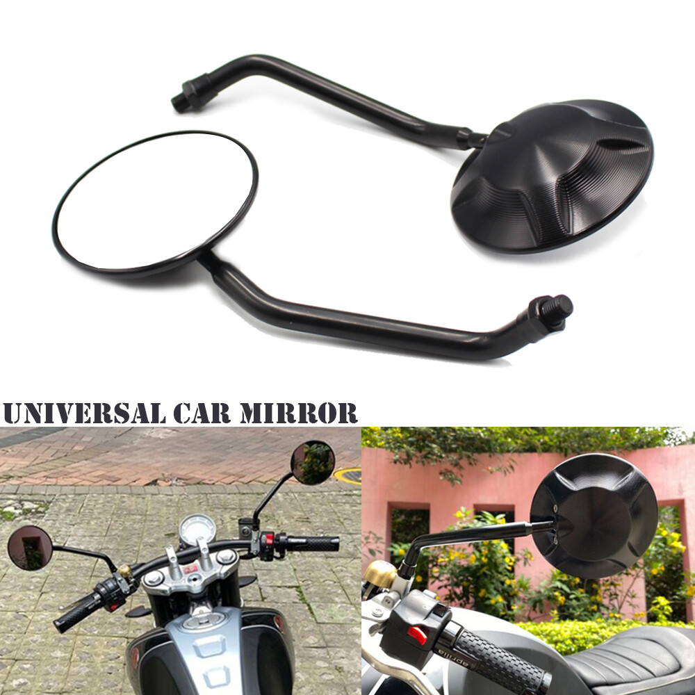 Cnc Nhôm Phổ tròn xe máy Side Đen Xem Gương Xe Máy E-Xe Đạp Scooter 10Mm 8Mm gương chiếu hậu