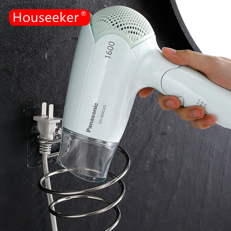 Houseeker Giá Treo Máy Sấy Tóc Tiện Dụng Giá Treo Máy Thổi Treo Tường Phòng Tắm Móc Treo Xoắn Ốc Bằng Thép Không Gỉ Không Cần Đục Lỗ