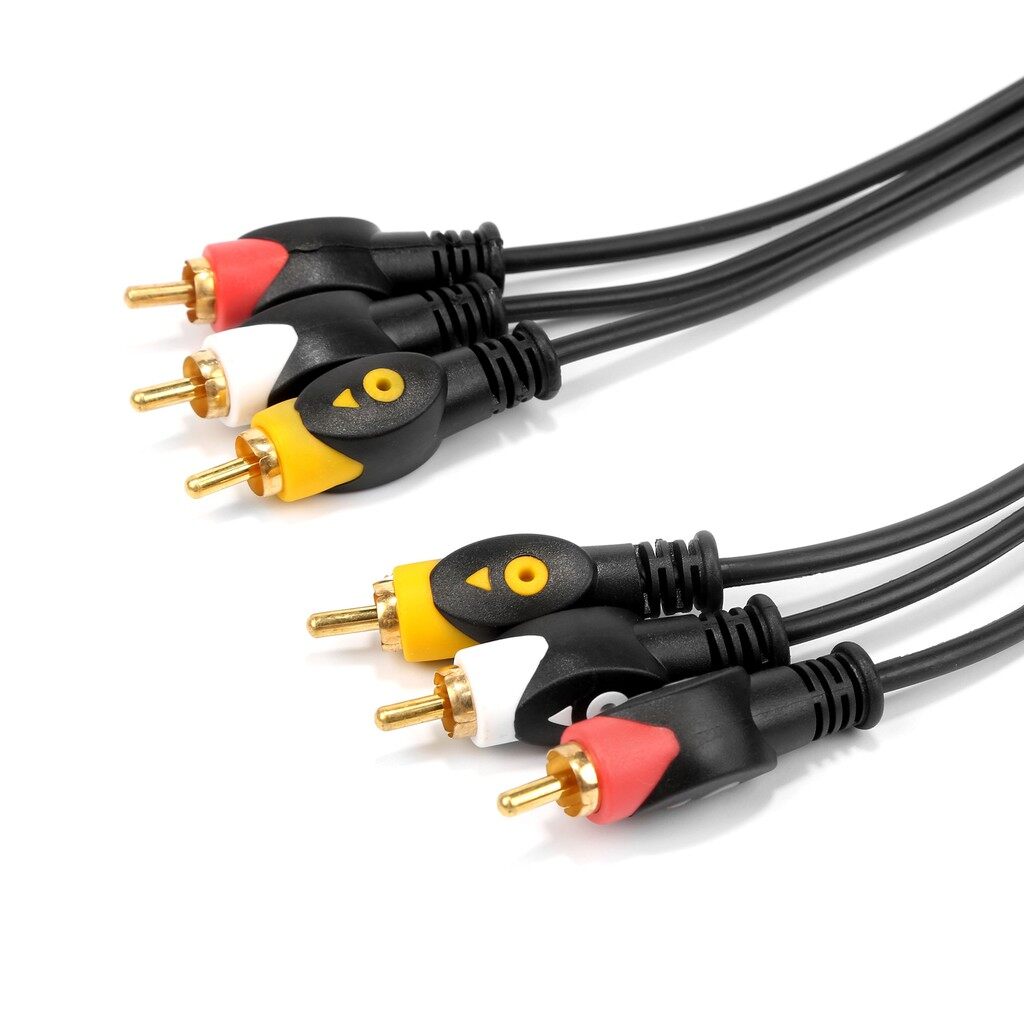3 rca to 3 rca fisheye male av video audio cable