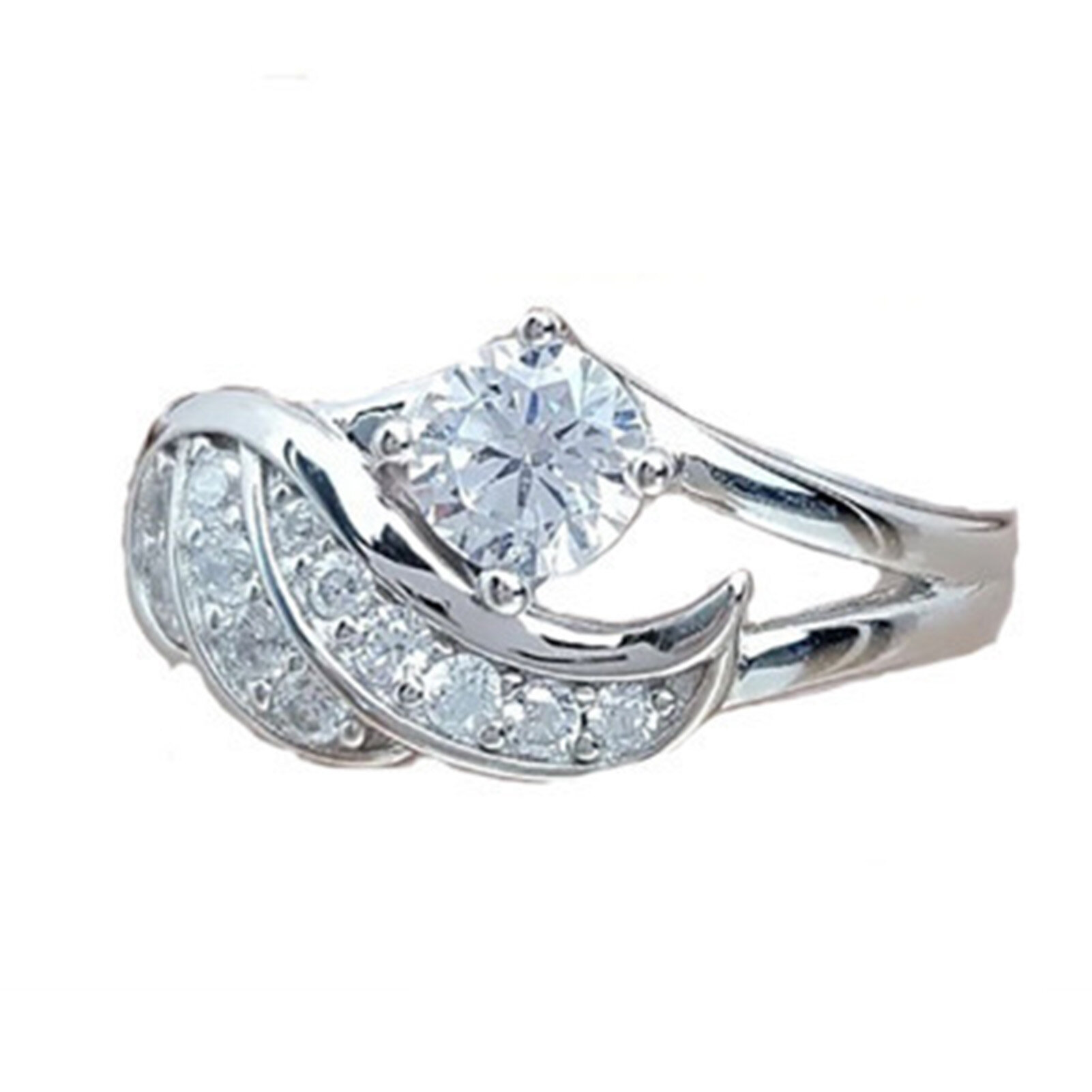 Dessy code nhẫn nữ nhẫn cưới hình cánh thiên thần bằng hợp kim tròn dát zircon khối lập phương nhẫn cầu hôn tuyệt vời