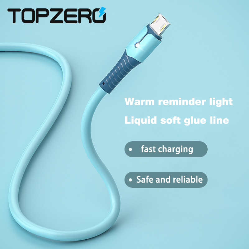 TOPZERO Cáp USB Sạc Nhanh Cáp Usb C Silicon Lỏng Nhẹ Thở Cáp Sạc Nhanh Micro USB Để Chiếu Sáng iPhone 12 Pro Max Samsung S20 Huawei P40 P30 OPPO Vivo Xiaomi