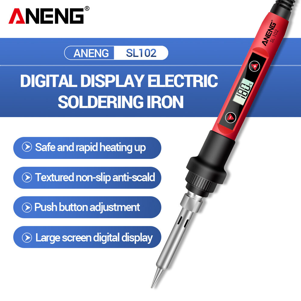 ANENG Mỏ Hàn Điện Kỹ Thuật Số SL102 60W Dụng Cụ Hàn 220V 110V Có Thể Điều Chỉnh Nhiệt Độ, Lò Sưởi Gốm Đầu Hàn