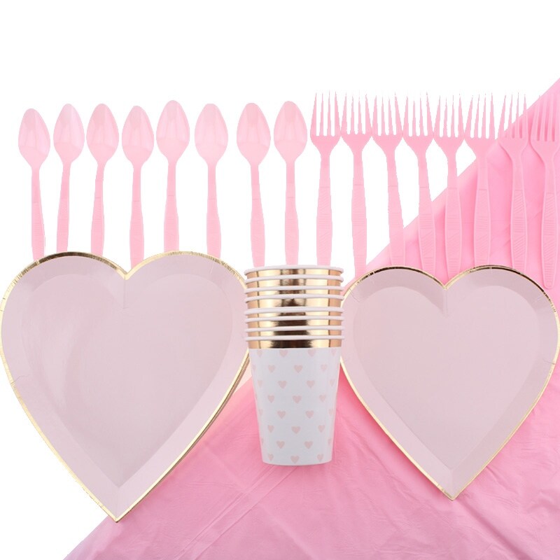 [A HOT] Party Supplies Disposable Tableware Valentine 39;s Day Items Wedding Decoration Birthday Decoration Heart Shapes Paper Plates ราคา 387 บาท*ส่งฟรี