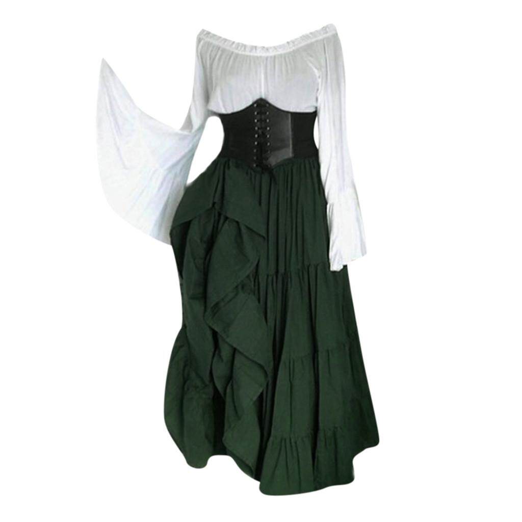 Womens Vintage Style Dress Long Floor Length Gothic Medieval Renaissance Cosplay