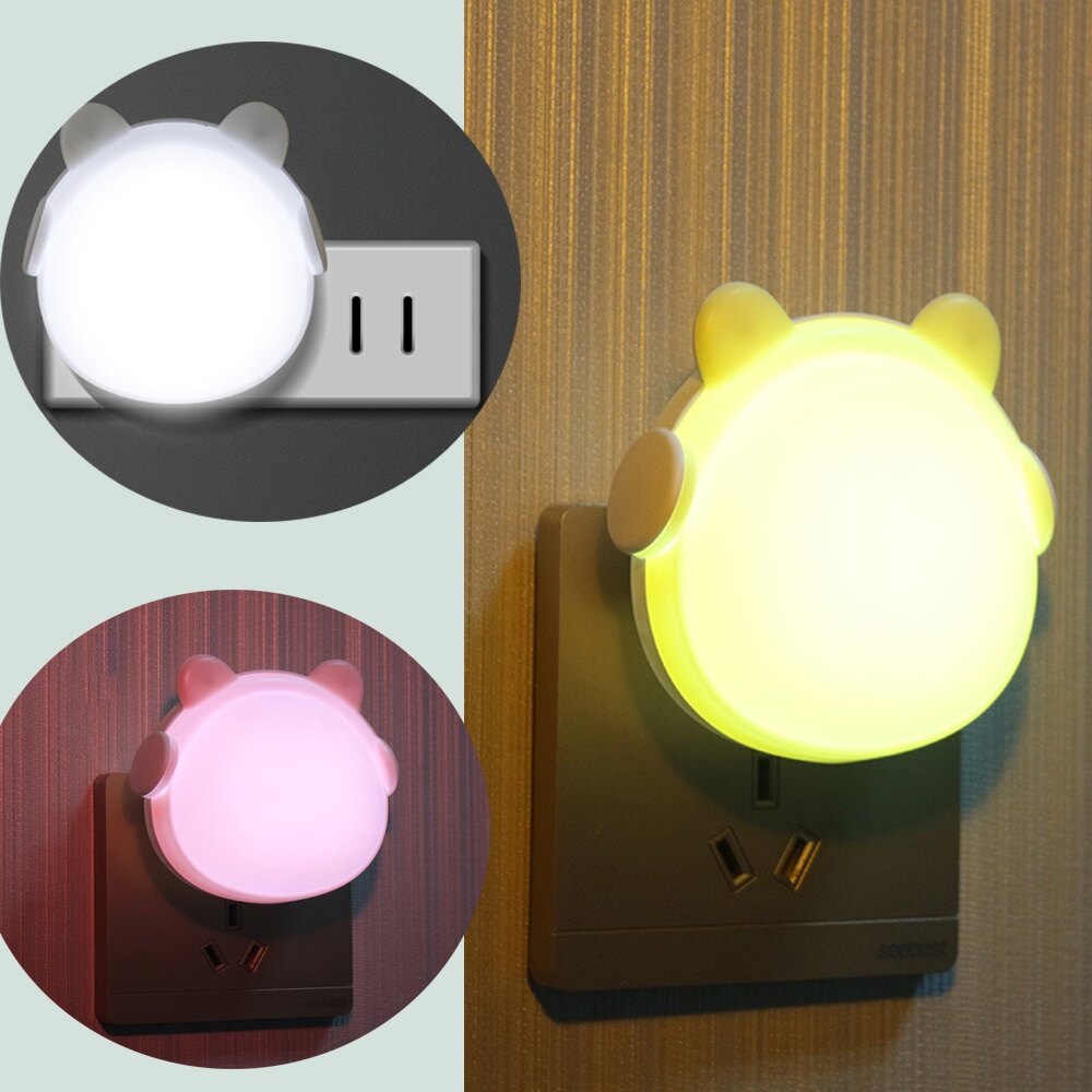 [YOY] Đèn LED Cảm Biến Tự Động Hình Gấu Hoạt Hình Mini Đèn Ngủ Điều Khiển Ánh Sáng, Phích Cắm Đang Hoạt Động