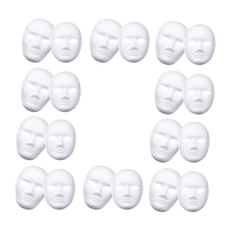 White Mask,12Pcs Halloween Full Face Mask Blank DIY Mask Dance Cosplay Party Plain Masquerade Paper Mask to Decorate