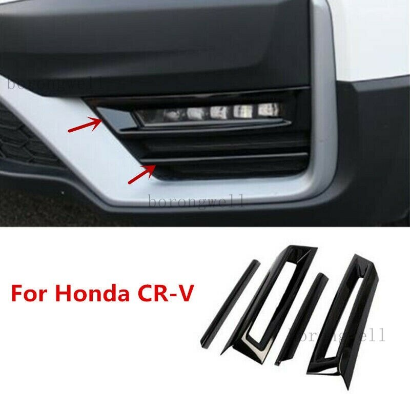 Ốp viền đèn cản trước đèn sương mù xe hơi màu đen bóng dành cho honda cr-v crv 2020 2021 2022