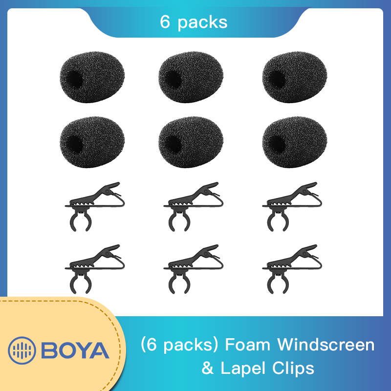 Foam kính chắn gió & ve áo clip, boya by-microphone bộ linh kiện thay thế cho ve áo micro dây chuyền, lav microphone phụ kiện