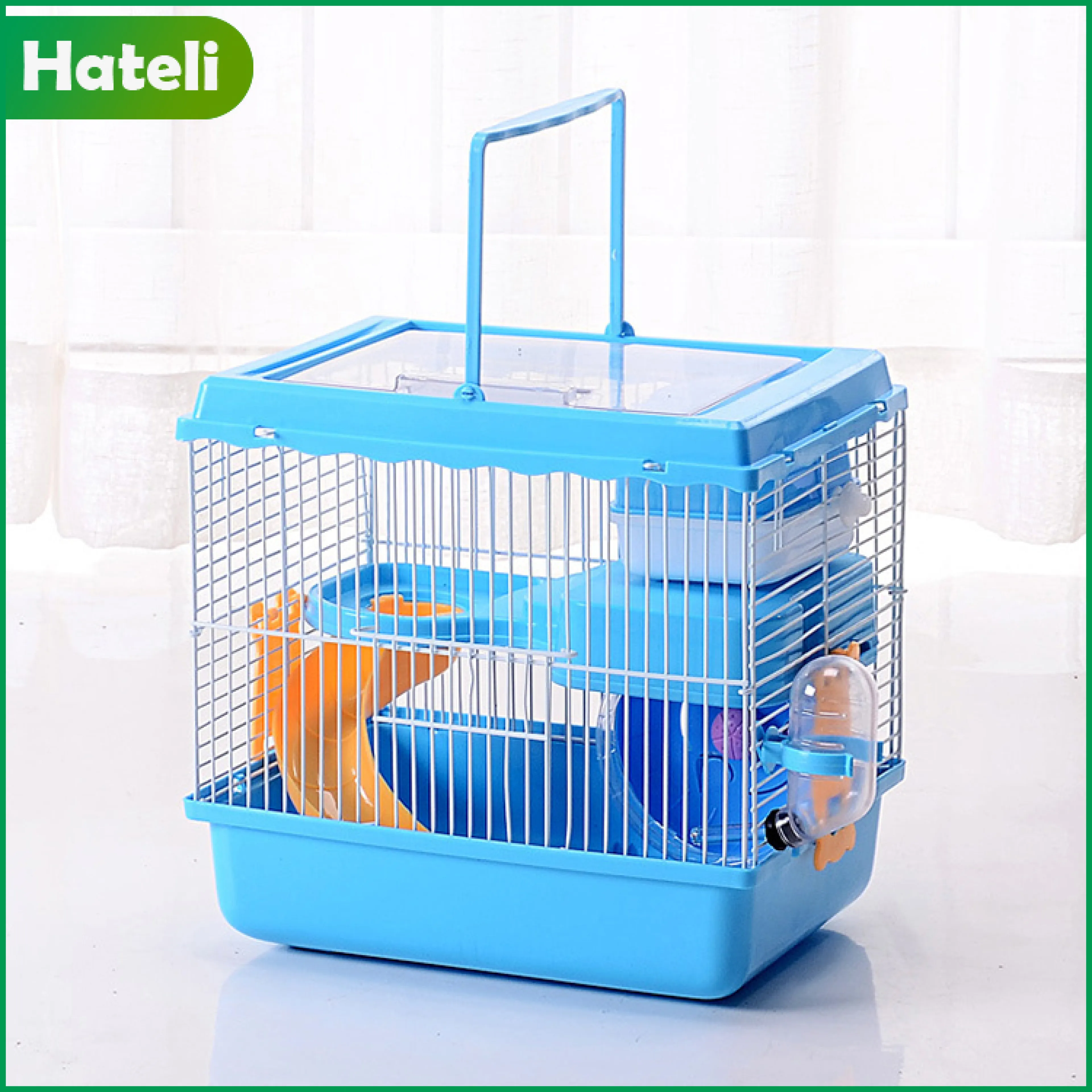 【HATELI】Large Hamster Cage Gerbil Haven Habitat Small Animal Cage Hamster Cage Big Castle Double Transparent Hamster Nest