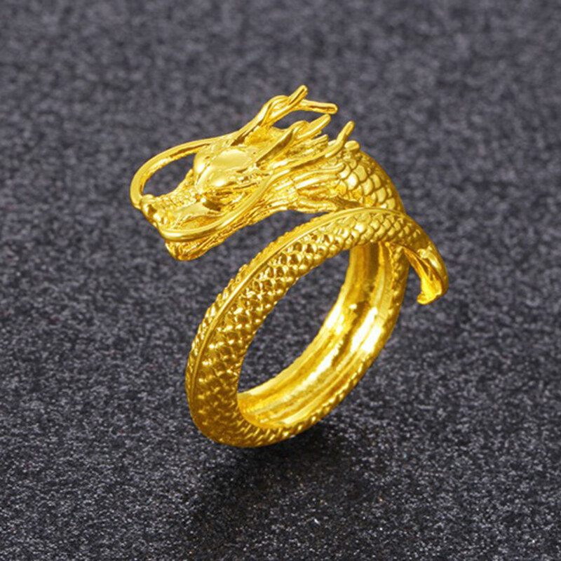 [Miss Lan] Nhẫn Rồng Thay Đổi Kích Thước Cho Nữ Trang Sức Nhẫn Rồng Màu Vàng Cho Nam Với Nhẫn Free Size
