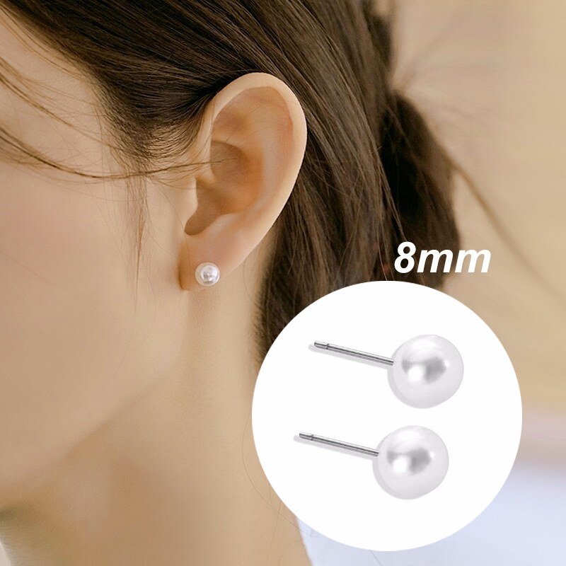 TT 8Mm Bông Tai Ngọc Trai Cho Cho Nữ Phiên Bản Hàn Quốc Bông Tai Đơn Giản Và Yếu Tố Ngọc Trai Cổ Điển