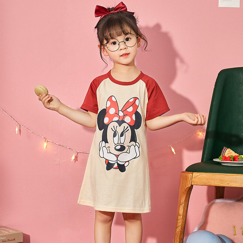 Minnies Sonic The Hedgehog Snow Whites Girls Short Sleeve Pajama Dress Summer Summer Nightdress Combed Cotton Thin Section Cute Korean Style Homewear - 4