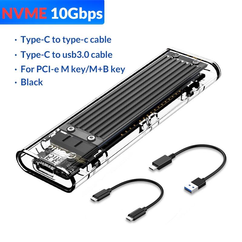 ORICO M2 Vỏ đựng ổ SSD NVMe SSD bao vây M.2 để loại USB C vỏ bọc ổ cứng trong suốt cho NVMe PCIe NGF