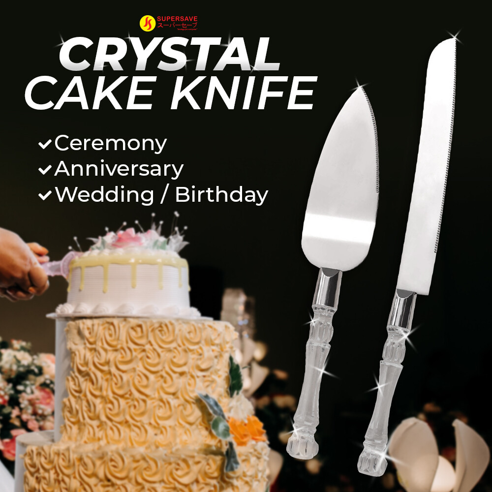 SUPERSAVE Wedding Cake Knife Set Cutter Server Set Crystal Pisau