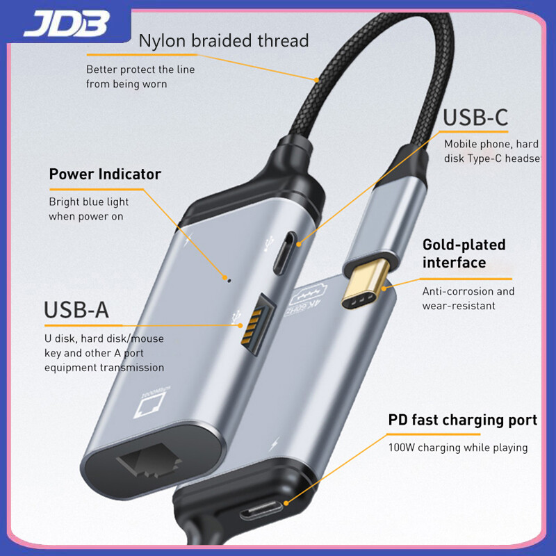 Loại USB JDB-Tương Thích C Sang HDMI/VGA/DP/Cổng Kết Nối Mini/Cáp Chuyển Đổi Rj45 Loại USB 4K 60HZ Bộ Chuyển Đổi C Thích Hợp Cho MacBook Pro Android / Apple Hỗ Trợ Điện Thoại Di Động, Máy Tính Xách Tay, Máy Tính Bảng Và Các Thiết Bị Điện Tử Khác