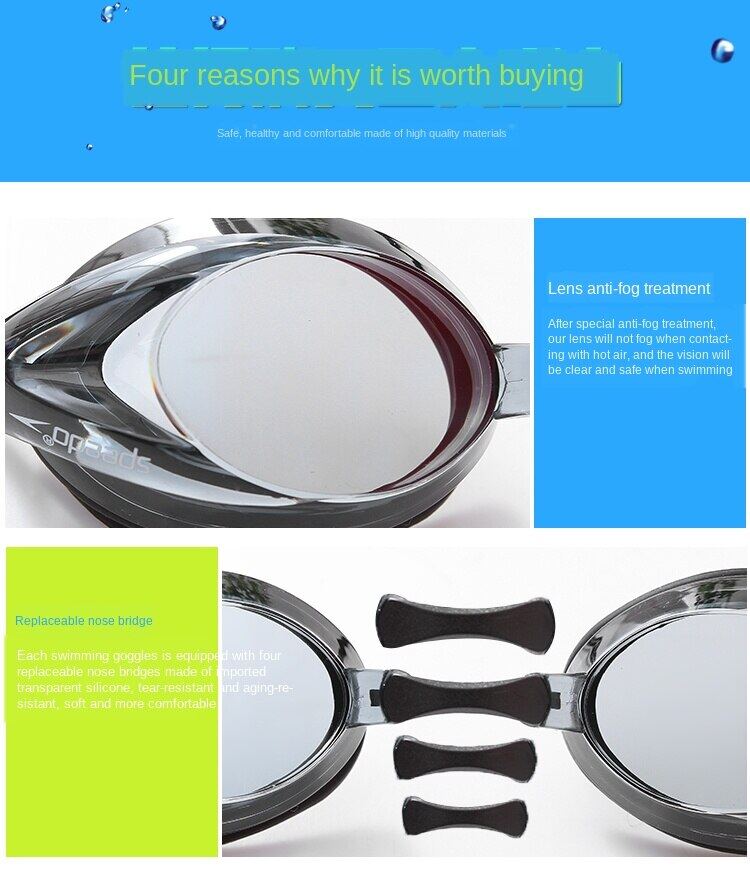 Speedo goggles men and women electroplating goggles adult swimming special waterproof anti-fog high-definition anti-UV swimming goggles