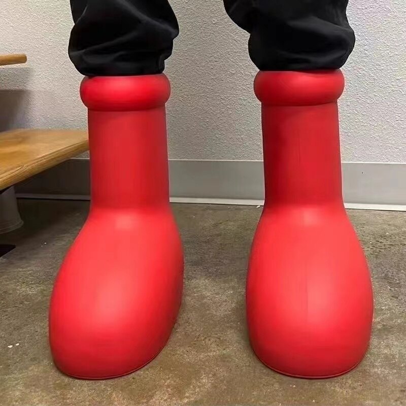Mschf astro boy lớn đôi giày đỏ của người đàn ông và phụ nữ của khởi động bốt chống thấm nước