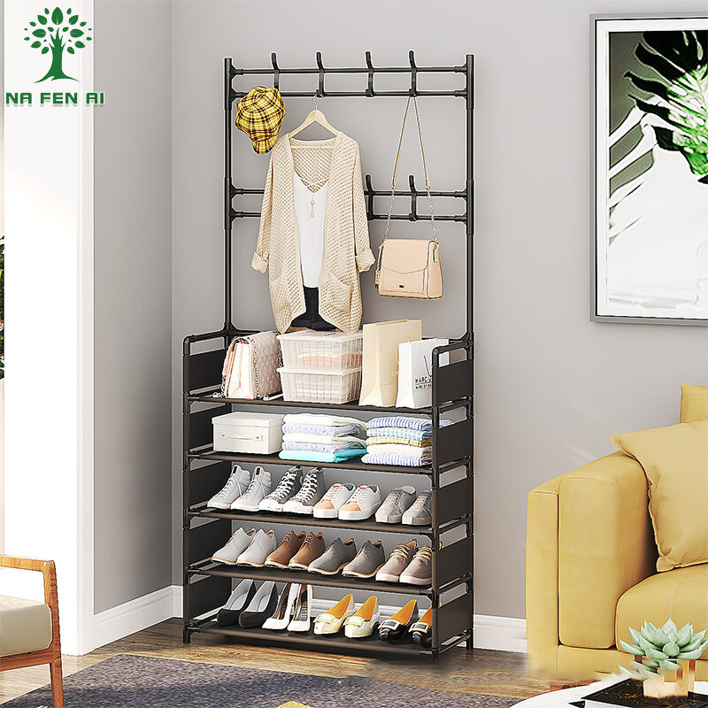 NFA Floor-to-ceiling hanger simple coat rack hanger dormitory household dust-proof storage shoe rack shoe rack rack