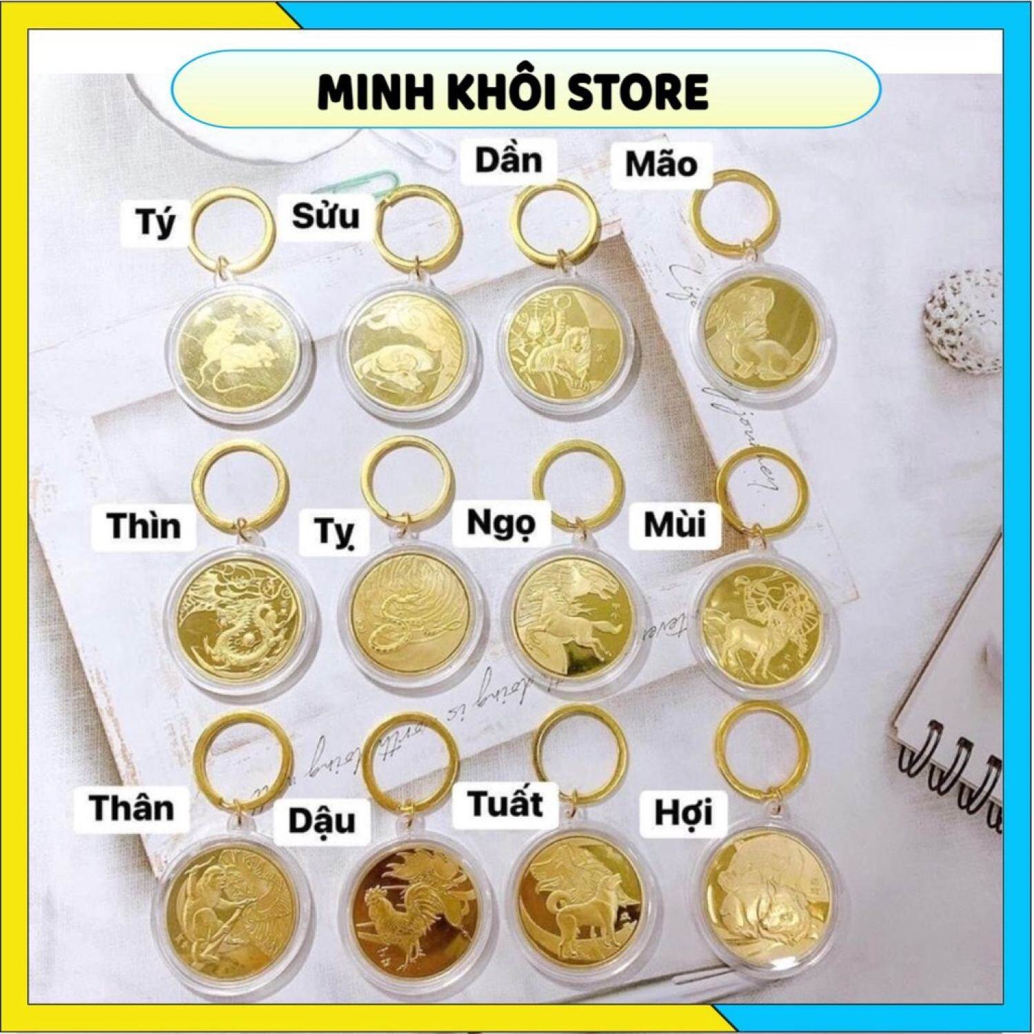 Móc khoá đồng xu in hình 12 con giáp cực đẹp