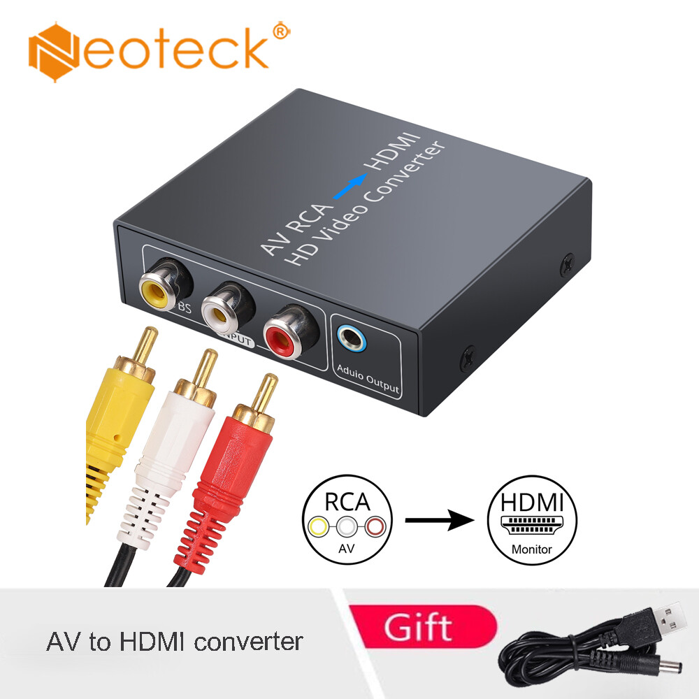 Bộ Chuyển Đổi Neoteck RCA Sang HDMI Bộ Chuyển Đổi AV Sang HDMI Bộ Chuyển Đổi Video AV Sang HDMI Bộ Chuyển Đổi CVBS Tổng Hợp RCA 1080P Hỗ Trợ PAL/NTSC Với Cáp Sạc USB Và Cáp AV 1.5M
