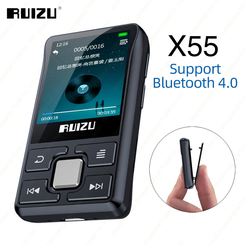 RUIZU Máy Phát MP3 X55 Có Kẹp Máy Phát Âm Thanh Mini Bộ Nhớ Tích Hợp 8GB Màn Hình TFT 1.5 Inch Trọng Lượng Nhẹ Cho Người Đi Bộ Hỗ Trợ Ghi Âm Đài FM Sách Điện Tử Đồng Hồ Báo Thức Máy Đếm Bước Phát Lại Video Cho Thể Thao