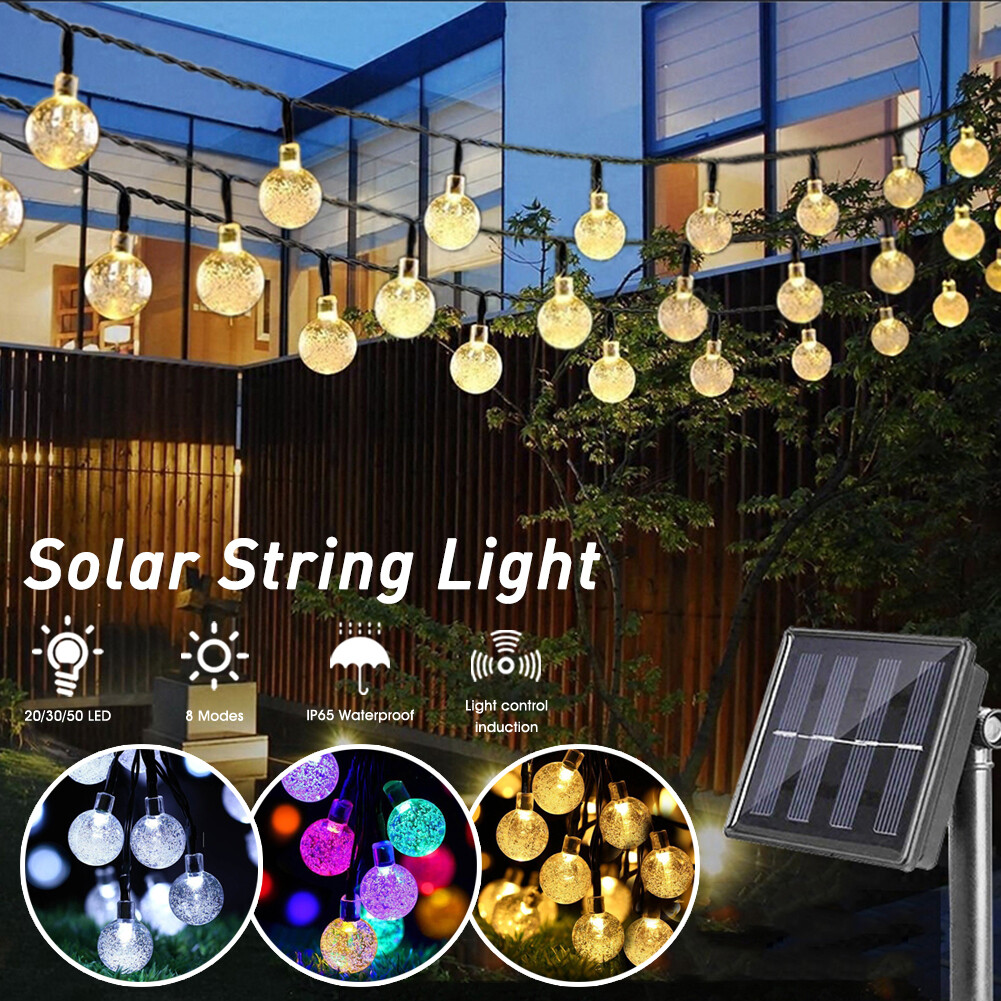 Đèn LED Dây Ngoài Trời Năng Lượng Mặt Trời, 8 Chế Độ Chống Nước Với 20/30/50 Cái Bóng Đèn Dây Vòng Hoa Chạy Bằng Năng Lượng Mặt Trời Trang Trí Vườn Nhà