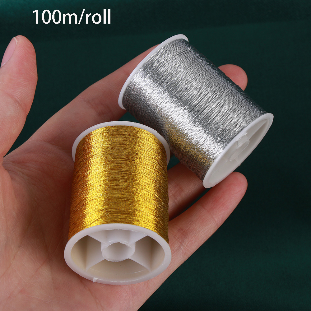 【COD】100เมตรใหม่DIY Handmadeจักรเย็บผ้าCrossด้ายเย็บปักลายลวดทอง