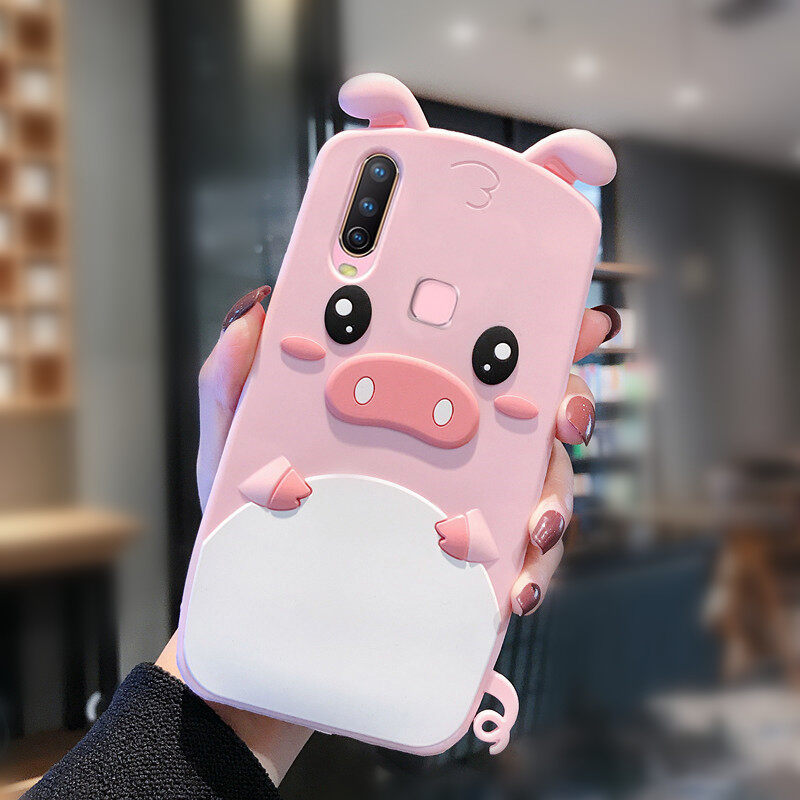 Ốp Lưng Silicon Mềm Hình Lợn QQ Hoạt Hình Dễ Thương 3D, Ốp Điện Thoại VIVO Y17 / Y12 / Y15 / Y11 2019 / U10 / 1901A Fundas Coque
