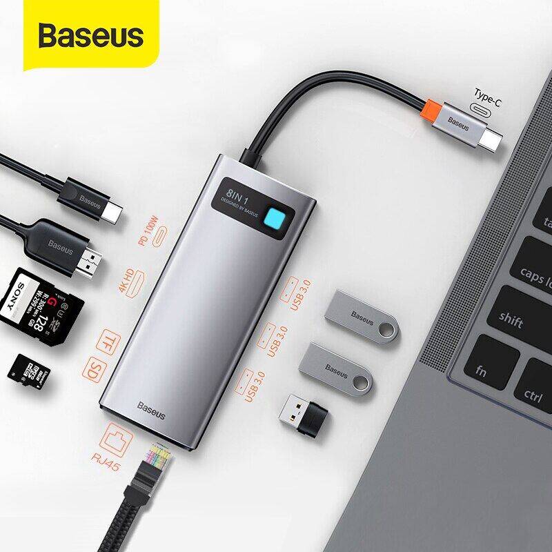 Baseus USB C Hub Type C to HDMI-Compatible VGA USB 3.0 Adapter 11 9 8 in 1 Type C Hub Laptop Port for Macbook Pro Air Notebook USB C RJ45 SD Splitter