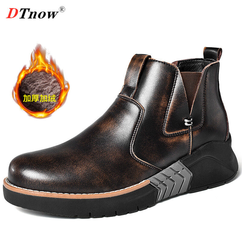 Dtnow bốt đi xe máy nam thời trang thu đông, bốt chelsea da thật, giày nam bốt da cổ điển cổ điển cổ điển cho nam