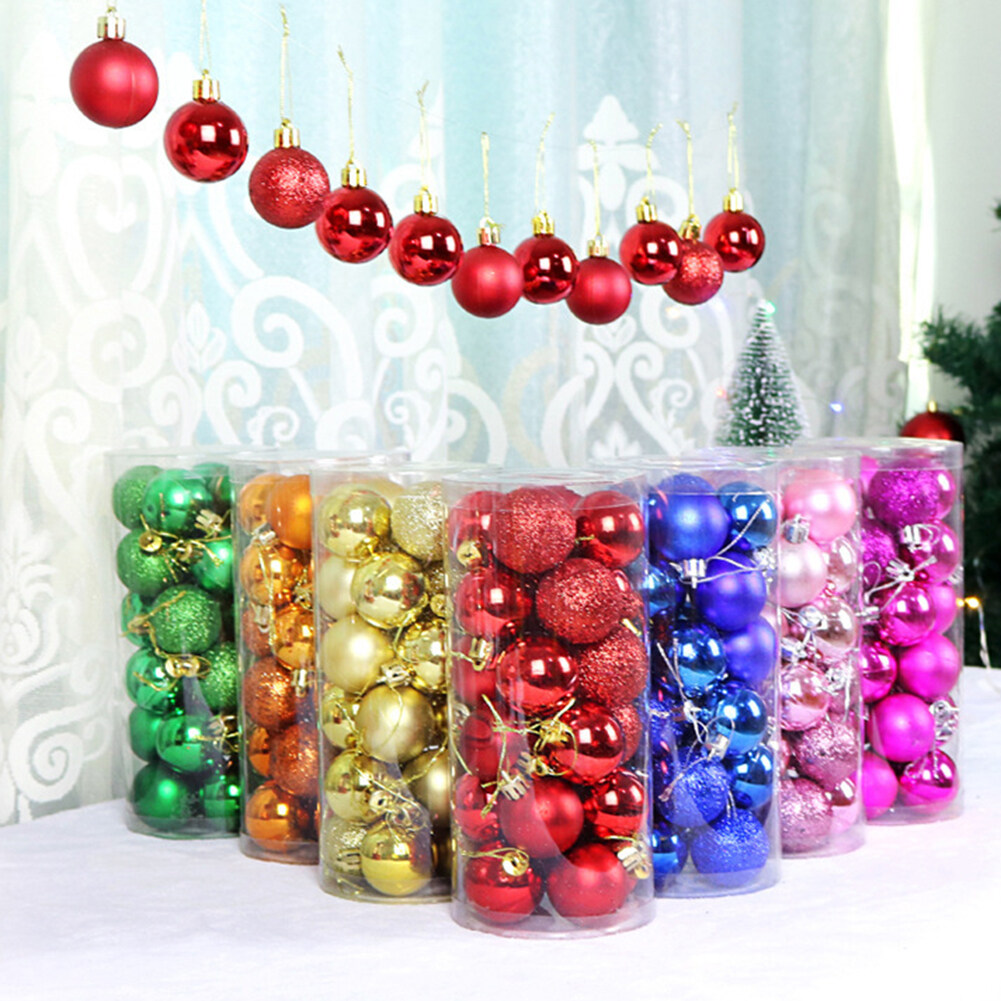 Free shipping 24pcs Christmas Balls Hanging Xmas Tree Ornaments Glitter  Bauble New Year Decor [Suggest buy above 2pcs] | Lazada PH