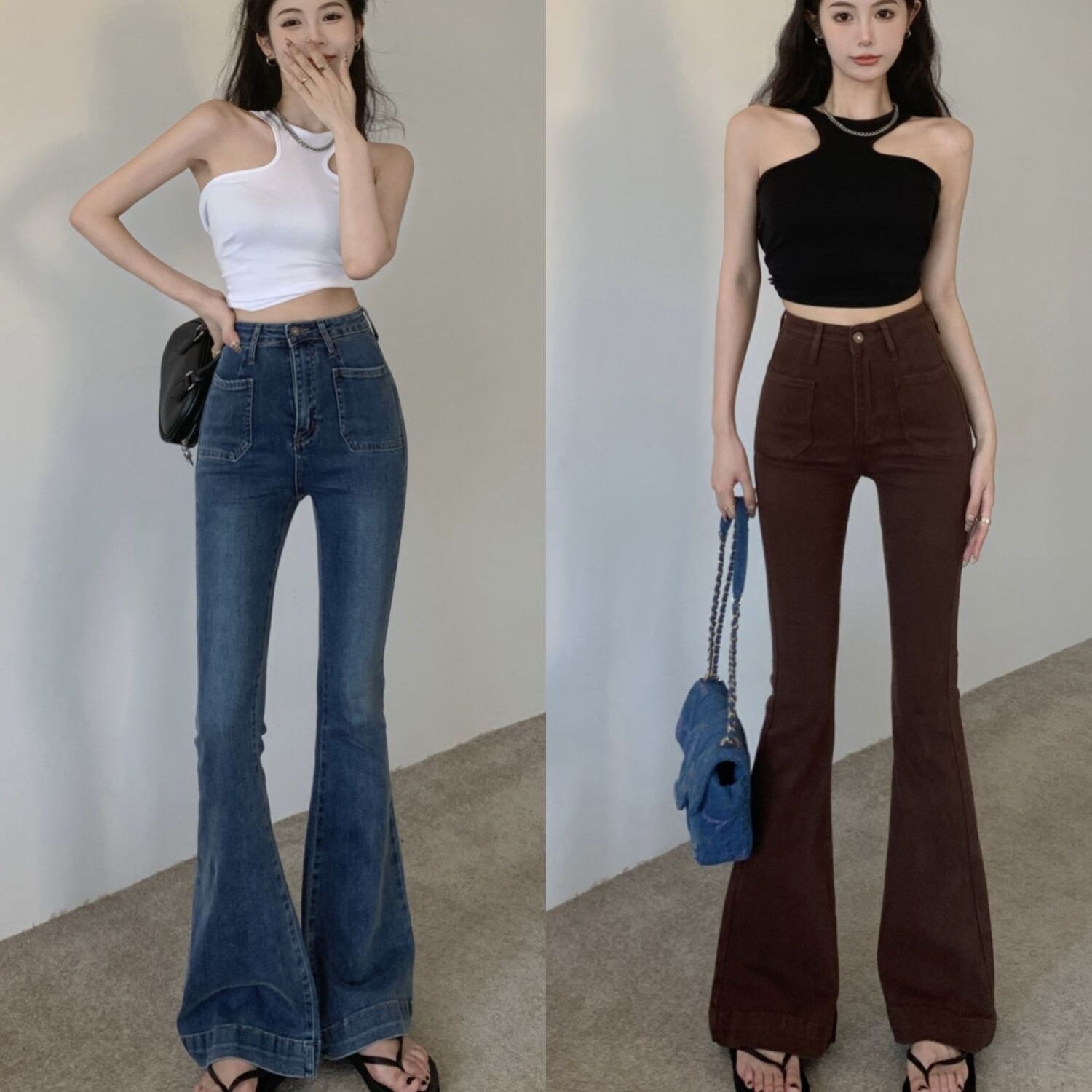 Quần Jean Mới 2023 Gió Xuân Hoài Cổ Phong Cách Eo Cao Quần Loa Siêu Nhỏ Joker Mỏng Cho Nữ Sành Điệu