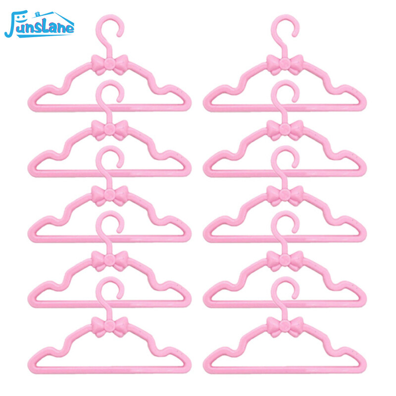 FunsLane 10pcs set Plastic Doll Pink Color Creative Shape Hangers Doll