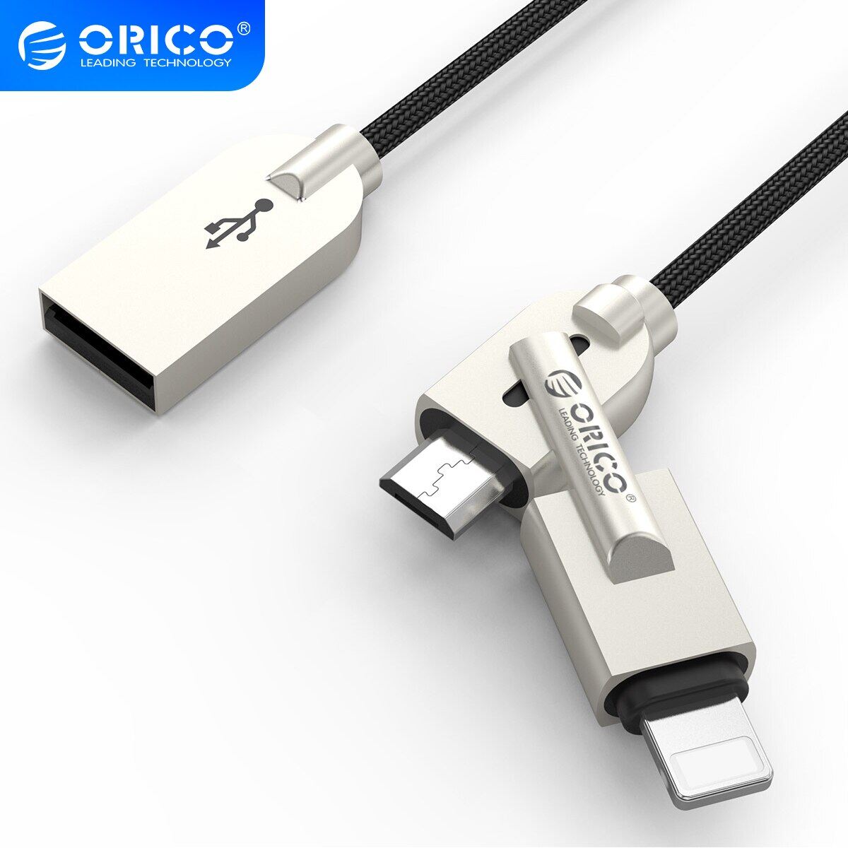 Orico sạc 2 trong 1 điện thoại di động dòng điện cáp cho iphone micro b các loại cáp sạc 3a sạc cáp sạc cho điện thoại samsung xiaomi