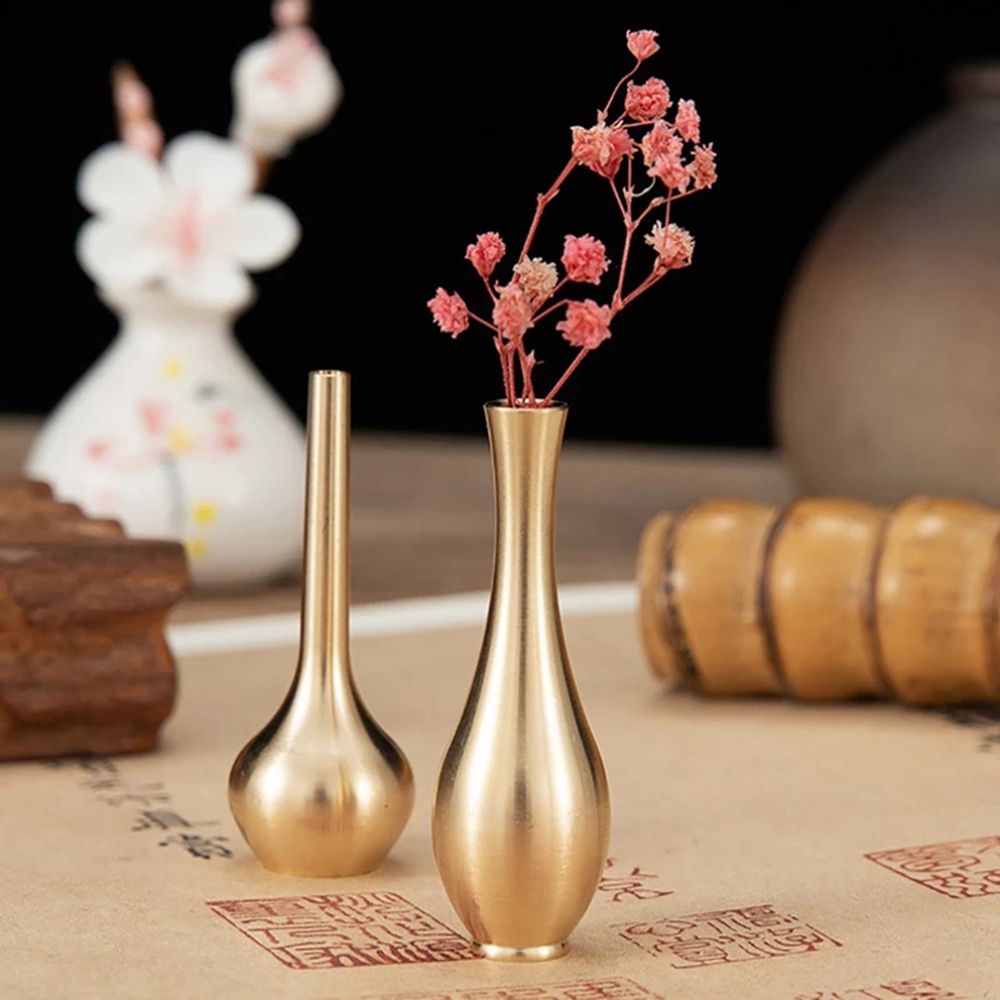 Fannuy lọ đựng cây trang trí phòng khách mini màu vàng kim kích thước nhỏ thanh lịch thiết thực lọ cắm hoa trang trí bình hoa đồ trang trí hoa