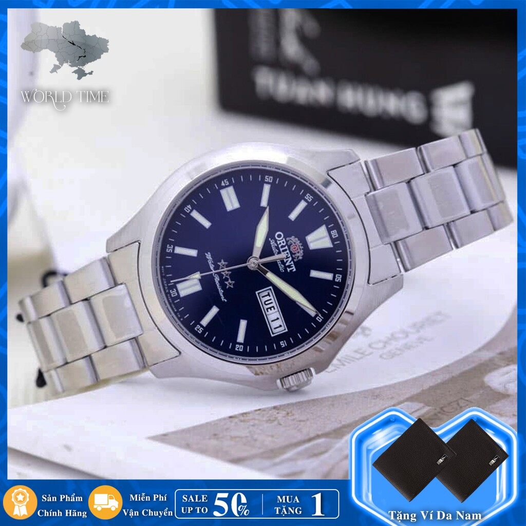 Đồng hồ nam orient ra-ab0f09l19b , bảo hành 3 năm, chống nước, chống xước, dây thép