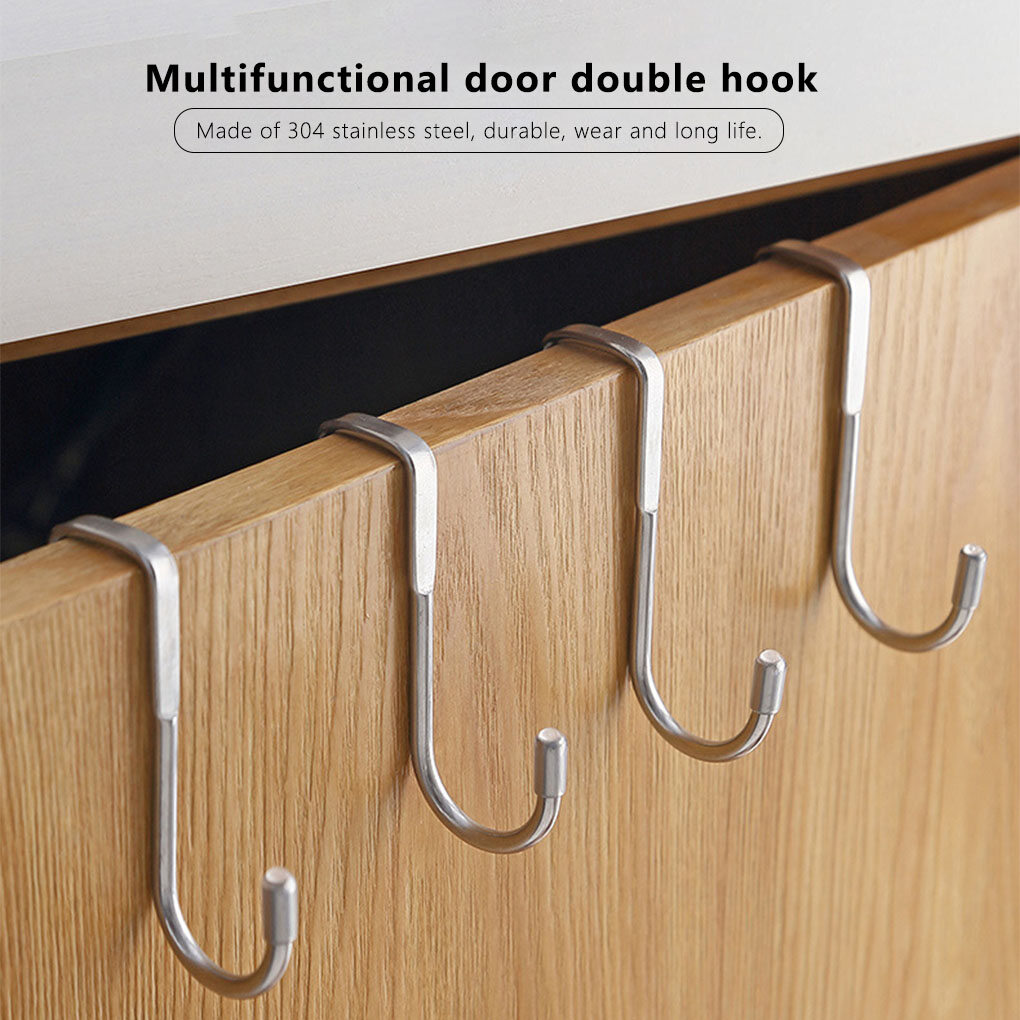 Móc Sau Cửa Tủ Bếp, Móc Chữ S Đôi Bằng Inox Mũ Và Áo Choàng Phòng Tắm Đục Lỗ 304, Móc.