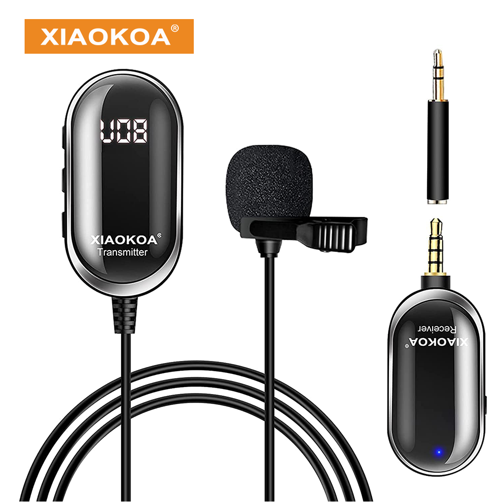 Xiaokoa Wireless Lavalier Lapel Mic, Professional Uhf Wireless Microphone with Monitor Jack&led Display, Wireless Transmitter Receiver for Iphone Smartphone,camera,ipad,tiktok,youtube,interview,vlog Video ราคา 850 บาท*ส่งฟรี