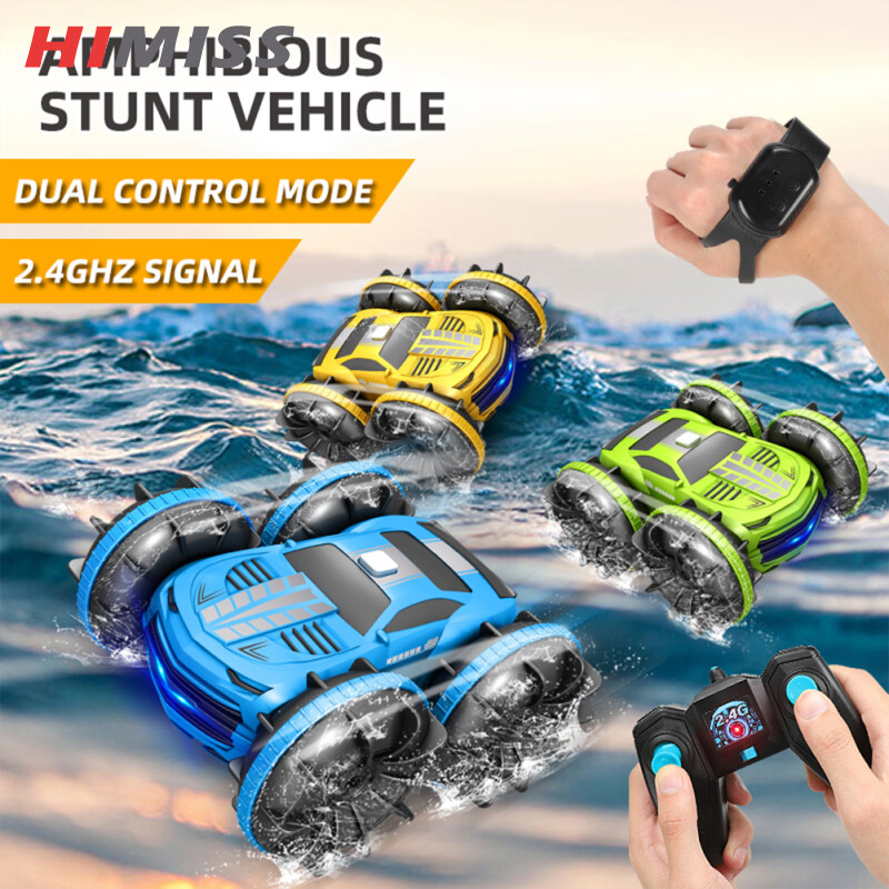 HIMISS RC 2in1 Rc Car 2.4ghz Remote Control Boat Waterproof Radio Controlled Stunt Car 4wd Vehicle All Terrain Beach Pool Toys For Boys ราคา 302 บาท*ส่งฟรี